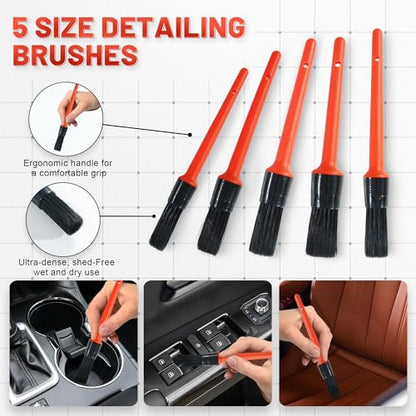 10Pcs Interior Detailing Brush Set, Car Vent & Dashboard Cleaner Kit with Microfiber Towel, Storage Bag (10PCS) - size: 10PCS