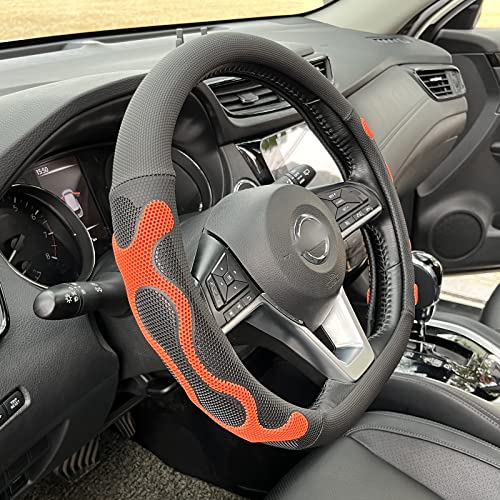 PINCTROT D Shaped Comfy Grip Steering Wheel Cover, Anti-Slip Design, Flat Bottom 14.5-15 Inch(Silicone Orange) - color: 7.Orange, size: D Shaped/Flat Bottom[14 1/2''-15'']