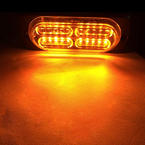 Teguangmei 12-24V 20-LED Super Bright Emergency Strobe Warning Caution Hazard Construction Waterproof Flashing Strobe LED Light Bar Surface Mount for Car Truck SUV Van (Amber) - color: Amber