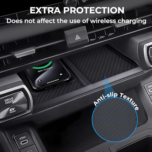 Wireless Charging Protective Mat for Toyota RAV4 2026, Center Console Interior Accessories Silicone Anti-Slip Wireless Charger Cover Pad for 2026 RAV 4, Black - style: Fits for Toyota RAV4 2026