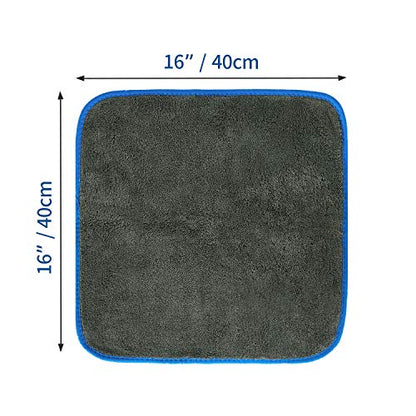 BMLEI Microfiber Car Cleaning Cloths,1200 GSM Ultra Thick Microfiber Towels for Cars, Soft Car Drying Towel for Washing, Polishing and Auto Detailing 16'' x 16'' (3 Pack)