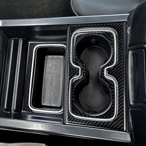 Car Front Cup Holder Panel B Sticker Carbon Fiber Decal Cover Interior Trim for Chevrolet Silverado/GMC Sierra 1500 2500HD 3500HD 2014-2018 Accessories - color: Front Cup Holder Panel B