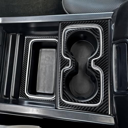 Car Front Cup Holder Panel B Sticker Carbon Fiber Decal Cover Interior Trim for Chevrolet Silverado/GMC Sierra 1500 2500HD 3500HD 2014-2018 Accessories - color: Front Cup Holder Panel B