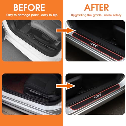 BOYOUS 4PCS PVC Soft Rubber Door Sill Protector Anti-Dirty Scuff Plate Cover Guard Sills Protector Trim,Welcome Pedal Protect for Mazda 2013-2023 2024 2025 CX-5 CX5