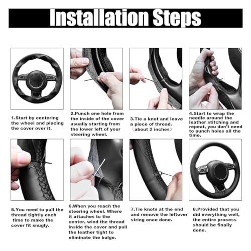 Car Genuine Leather Steering Wheel Cover, DIY Sewing with Needle and Thread, Breathable, and Anti-Slip, Universal 15 Inch Car Steering Wheel Stitching Wrap (Beige, Glossy) - color: Beige, size: Glossy
