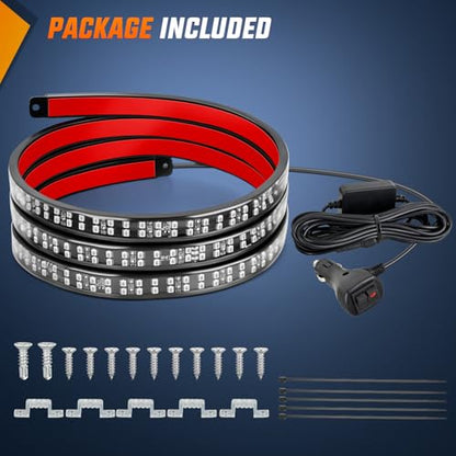 Nilight 60 Inch Truck Tailgate Strobe Light Strip Tail Emergency Bar Rear Window Warning Lamp Ultra-Bright Double Row 360 LED for Pickup Trailers Construction Vehicles Car SUV, Blue - color: 60" Tailgte Strobe Blue