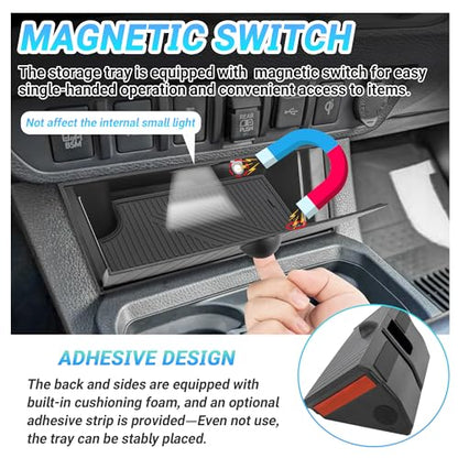 Center Console Organizer Compatible with 2016-2023 Toyota Tacoma Accessories, Insert Console Storage Box Tray (Only Fit Automatic Transmission with Wireless Charging Area)