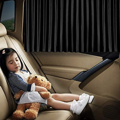 Ovege Car Window Shade - Side Window Sun Shade Curtain, Pleated Silky UV Protection Privacy, Baby Suction Magnetic (Black-Opaque, Back Seat 2pcs) - color: Black-Opaque, size: Back Seat 2pcs