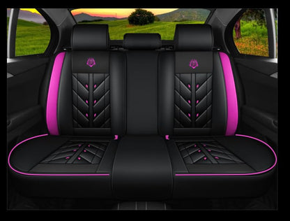 Comfortable Leather Auto Car Seat Covers 5 Seats Full Set Universal Fit (Black & Rose) - color: Black & Rose