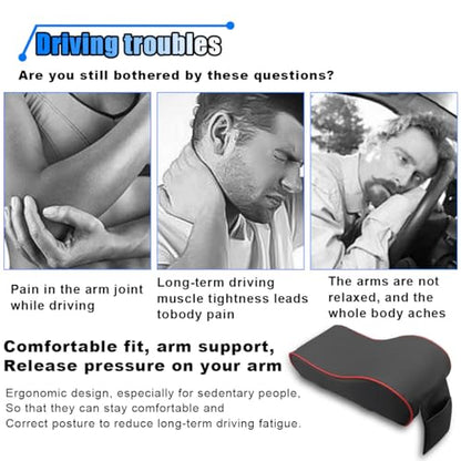 BDZMC Car Armrest Cushion, Memory Foam Car Center Console Pillow Cushion with Phone Holder Storage Bag, Leather Arm Rest Pillow Cover, Universal Car Armrest Pad Accessories (Black/Red) - color: Black/Red