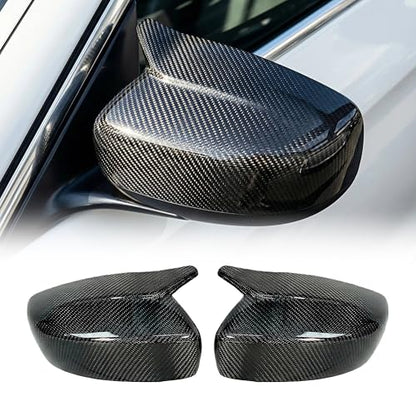 Carbon Fiber Replacement Mirror Caps for 2010-2015 INFINITI G37 G25 Q40, Real 3K 2x2 Twill Weave (Black Carbon Fiber)
