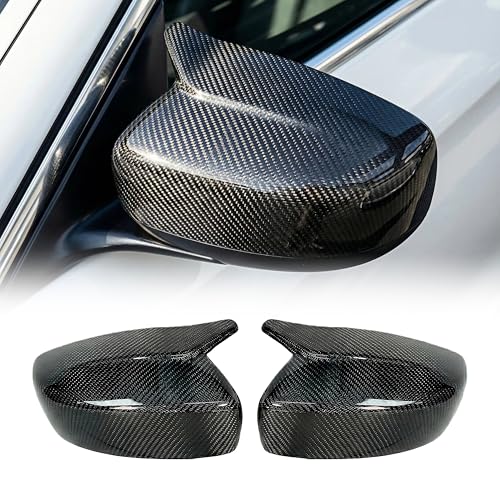 Carbon Fiber Replacement Mirror Caps for 2010-2015 INFINITI G37 G25 Q40, Real 3K 2x2 Twill Weave (Black Carbon Fiber)
