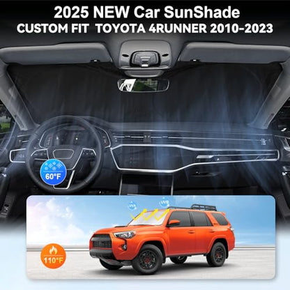 Car Windshield Sun Shade for 4Runner 2003-2009-Sunshade for Front Window Cover Custom Fit Toyota RAV4 4Runner Sequoia Land Cruiser Sun Visor Protector 210T Fabric Foldable Shades Block UV Ray (M+ - size: For 4runner 2003-2009