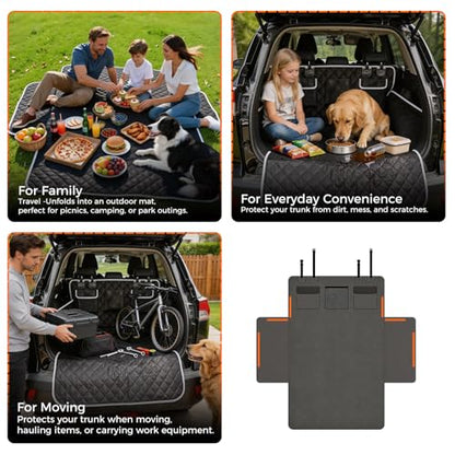 SUV Cargo Liner Dogs, Waterproof Dog Trunk Cover, Pet Cargo Mat SUV, Sedan & Van, Scratchproof Dog Seat Cover with Side Walls, Non-Slip Backing & Bumper Flap Protector, Large Size Universal Fit