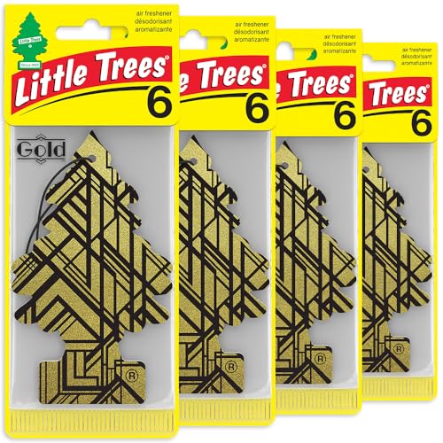 LITTLE TREES Car Air Freshener | Hanging Tree Provides Long Lasting Scent for Auto and Home | 24 Air Fresheners |Gold - color: Gold