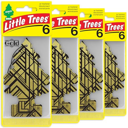 LITTLE TREES Car Air Freshener | Hanging Tree Provides Long Lasting Scent for Auto and Home | 24 Air Fresheners |Gold - color: Gold