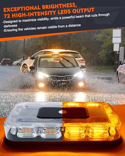 LUMENIX LED Roof Top Strobe Beacon Light Bar Rooftop Security Warning Emergency Flashing Plow Lights for Construction Vehicles Tow Commercial Trucks Postal Cars Snowplow - Amber - color: Amber