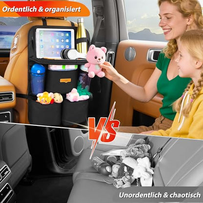 SURDOCA Backseat Car Organizer with Foldable Tray for Kids & Adults – NEW MODEL Seat Storage with Touchable Tablet Pocket, Roadtrip Essentials – Fits Most Vehicles - color: Black (2 Pack)