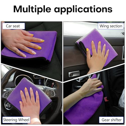 Hovom 3PCS Car Microfiber Towels, 23.62"×11.81" Lint-Free Microfiber Towels for Cars Wash Drying, Super Absorbent Cleaning Cloths, Reusable Washing & Detailing Towel, Car Cleaning Supplies (Purple) - color: Purple