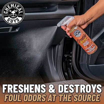 Chemical Guys Leather Scent Premium Air Freshener & Odor Eliminator – Car Air Freshener Leather Scent– Eliminates Odors and Refreshes Cars, Trucks, SUVs and RVs, 16 oz - size: 16 Fl Oz (Pack of 1), style: LEATHER 16 oz