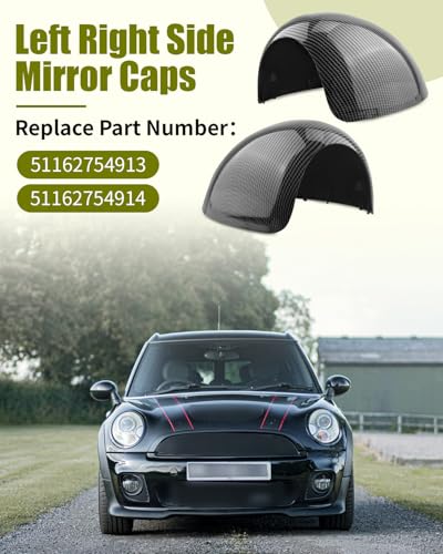 Left Right Side Mirror Caps Rearview Mirror Cover Cap Fit for Mini R55 R56 R57 R58 R59 R60 R61 2007-2016 Manual Folding Mirrors Only Replace 51162754913, 51162754914, Carbon Fiber - size: Carbon Fiber