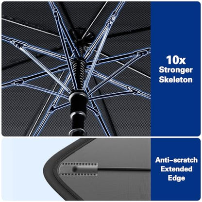 2026 Windshield Sun Shade Umbrella, Foldable Car Umbrella Sunshade with UV Block Car Front Window (Heat Insulation Protection) for Auto Windshield Covers Blackout Trucks Cars (Large) - size: Large