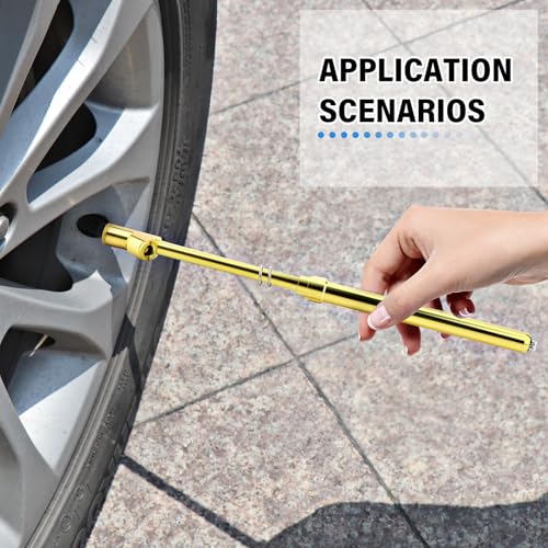 MEANLIN MEASURE 5PCS Gold Double Straight Type Tire Pressure Gauge, Dual Head Air Pressure Gauge, Pressure Range 10-150 Psi (Suitable for Trucks, etc.)