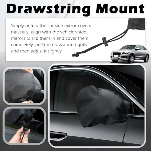 2PCS Car Side Mirror Covers,Drawstring-style Mirror Covers for Cars Provide Protection from Dust and Snow,Essential Car Mirrors Cover for Winter Automotive Exterior Accessories