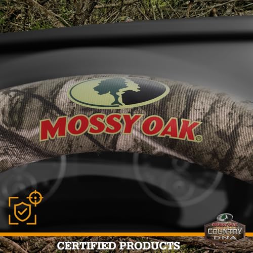 Mossy Oak Full Camo Steering Wheel Cover - Made from Premium Leather, Universal Fit for 14 1/2 to 15 inches - Official Licensed Product - Brown Color - color: BROWN