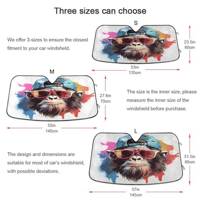 Windshield Sun Shade Gorilla Monkey Front Window Block UV Shades Visor Reflective Retractable for Car SUV Trucks - color: F024