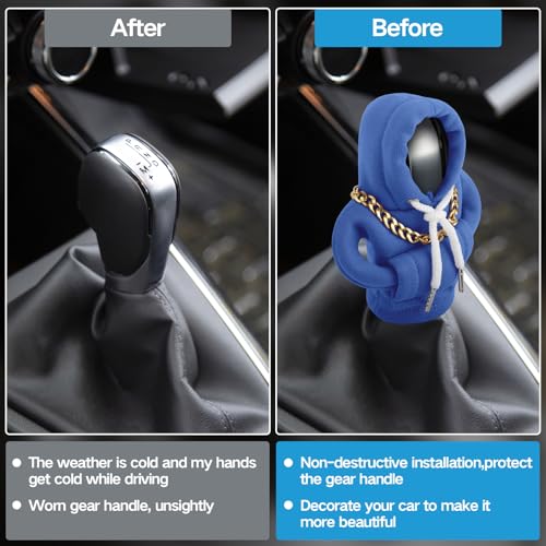 Funny Gear Shift Hoodie Cover, Car Shifter Knob Sweatshirt, Universal Stick Shift Cover for Car Gear Handle - color: Blue