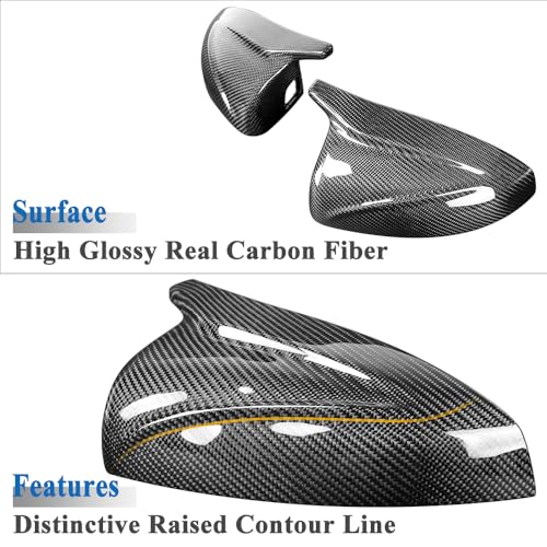 AeroBon Real Carbon Fiber Mirror Cover Compatible with 2014-2020 Audi A3 S3 RS3 (8V) Mirror Caps With Lane Assist - size: Mirror Covers