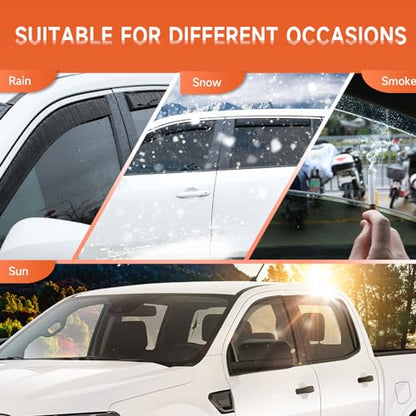 in-Channel Rain Guards Compatible with Ford Ranger SuperCrew 2019 2020 2021 2022 2023, Durable Side Windows Rain Guard, 2019-2023 Ranger Wind Deflectors Black 4Pcs - size: 2019-2023 Ford Ranger SuperCrew (In-Channel)