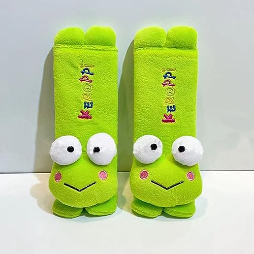 Kawaii Car Seat Belt Strap Cover, Cute 2 Pieces Set Anime Seat Strap Neck Protector Car Decorations for Women (Frog) - color: Frog