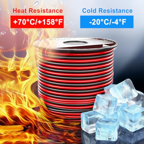 TYUMEN 14 Gauge Red Black Wire 50FT, 14/2 AWG Parallel Electrical Wire 12V/24V DC Cable, 14AWG Flexible Copper Claded Aluminum Extension Cord for LED Ribbon Lamp Tape Lighting, in-Home, Autos Use - size: 50 Feet, style: 14/2 Gauge