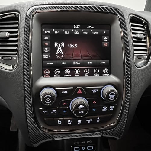 NVCNX Real Premium Carbon Fiber Accessories for Dodge Durango 2014-2020 2015 2016 2017 2018 2019 Car Dash Board Dashboard Infotainment System Panel Cover Interior Trim Sticker Decal 2PCs - color: 2014-2020 Dash Infotainment System Panel Trim