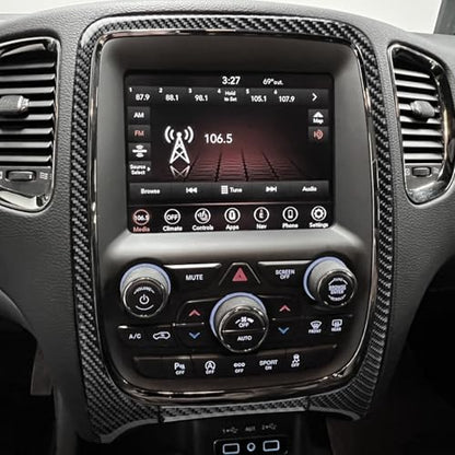 NVCNX Real Premium Carbon Fiber Accessories for Dodge Durango 2014-2020 2015 2016 2017 2018 2019 Car Dash Board Dashboard Infotainment System Panel Cover Interior Trim Sticker Decal 2PCs - color: 2014-2020 Dash Infotainment System Panel Trim