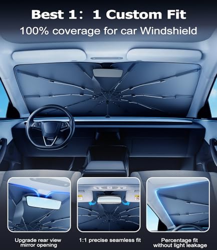 DMJN Umbrella Windshield Sun Shade for Toyota 4Runner (2017-2026), Car Sunshade for Front Windshield [Nano Ice-Crystal Coatings] UPF50+ Heat & UV Block, Protect Interior & Keep Cooler - size: For | Toyota 4runner (2017-2026)