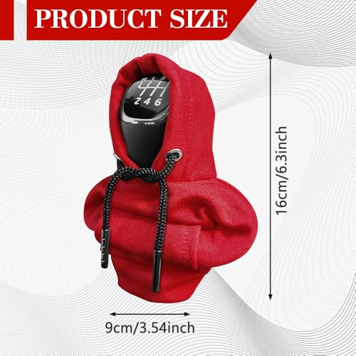 Gear Shift Hoodie, Shifter Hoodie, Funny Car Gear Shift Protector Cover, Automotive Interior Cute Gadgets Fashionable Mini Sweater Shifter Stick Knob Cover Universal for Most Vehicles (Red) - color: Red