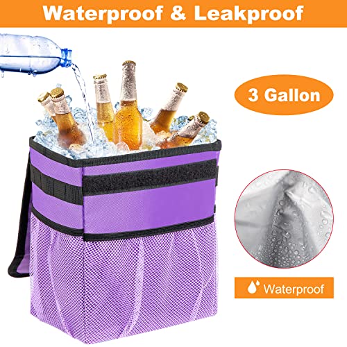 Car Trash Can Foldable Garbage Bin Leakproof 2.3 Gallons Car Trash Bag Purple - color: Purple, size: M-1PCS
