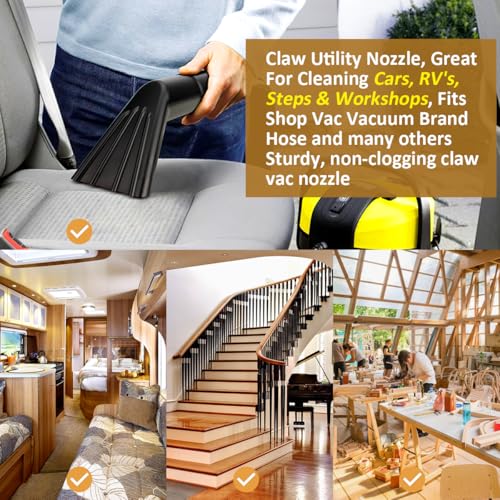 Vacuum Claw Utility Nozzle 2" x 12" for Cleaning Cars, Wet/Dry Utility Shop Vac Auto Car Home SCN2