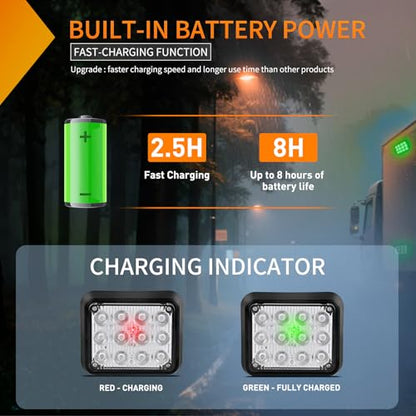 Nilight 12LED Magnetic Wireless Trailer Lights 2PCS Rechargeable Portable Hazard Beacon Warning Light Green Emergency Strobe Light for Trucks Trailers Vehicles Cars Bus Surface Mount - color: 12LED Green