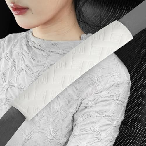 JUSTTOP 2-Pack Universal Car Shoulder Strap Pads Cover for A More Comfortable Driving, Shoulder Strap Covers Harness Pad for Car Interior Accessories(White) - color: White
