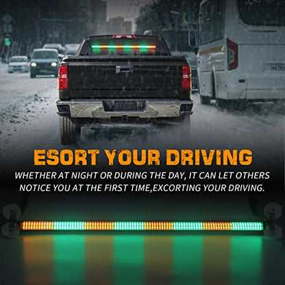 XRIDONSEN 35 inch Traffic Advisor Light Bar 144 LED Green Amber strobe lights Emergency Warning Flashing Safety Front/Rear Windshield Lights w/Directional Arrow for Construction Vehicles plow Trucks - color: Amber/Green