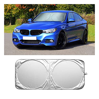 Foldable Car Windshield Sun Shade, Bonus Steering Wheel Sun Shield to Block UV Rays Keep Your Vehicle Cooler, Easy to Use Car Interior Accessories (Small) - size: 59"x27"/1PCS