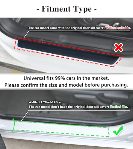 Auprite Black Carbon Fiber Universal Car Door Sill Protector, 4Pcs, Anti-Scratch, Magnetic, TPU Material