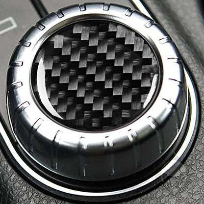 Generic Auto Center Console Multimedia Adjustment Knob Trim Cap Panel Sticker Real Carbon Fiber Interior Trim Accessories Compatible with Benz CLA C117 2014-2018 GLA X156 2015-2019 Black, BM8112 - color: Center Console Multimedia Adjustment Knob Trim Cap
