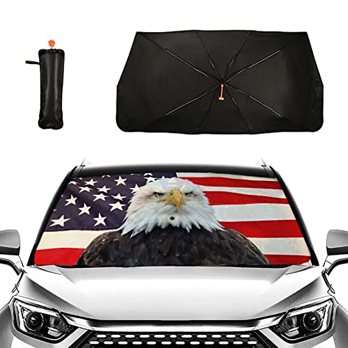 American Eagle Car Windshield Sun Shade - Foldable Umbrella Shade Cover - color: American Eagle