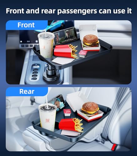 Car Cup Holder Tray, Car Food Tray Table for Car Eating Lunch, Cup Holder Expander Insert Interior, Long Road Trip Essentials Travel Patrol Accessories Drink Holder Organizer for Semi Truck Rv