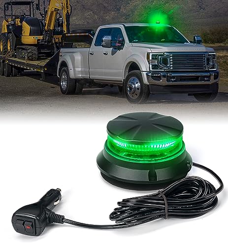 Xprite LED Rotating Beacon Light, 4.5Inch Super Bright Forklift Strobe Lights w/Magnetic Base for 12-24V Construction Truck Patrol Car Tractor Golf Carts-Green - color: Green